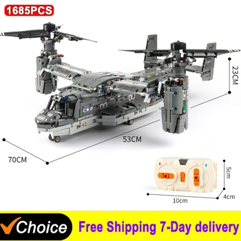 1685 PCS WW2 High-tech Military Weapon V-22 Osprey Airplane Remote Control Model Building Blocks Bricks For Kids Boy Gifts 42113 1