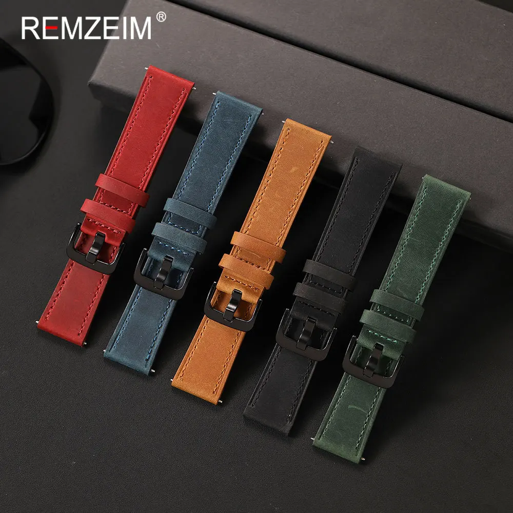 Luxury Matte Leather Watch Band with Black Buckle - Men's Replacement Strap