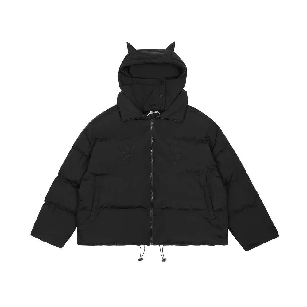 

2022 Men Hip Hop Parka Embroidered Skull Jacket Streetwear Little Devil Designer Hood Padded Jacket Coat Harajuku Winter Outwear