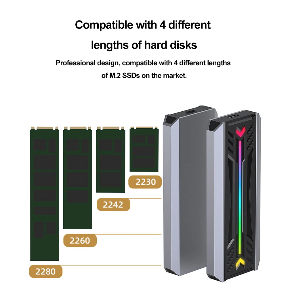 M.2 SSD Ŭ B-Ű M-Ű ָ Ʈ ̺ ̽ NVMe NGFF ϵ ũ ڽ, USB 3.1 CŸ, M.2 2230 2242 2260 2280, 10Gbps