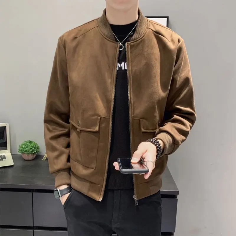 Fashion Stand Collar Zipper Pockets Solid Color Korean Coats Men's Clothing 2023 Winter Loose Casual Tops All-match Jackets