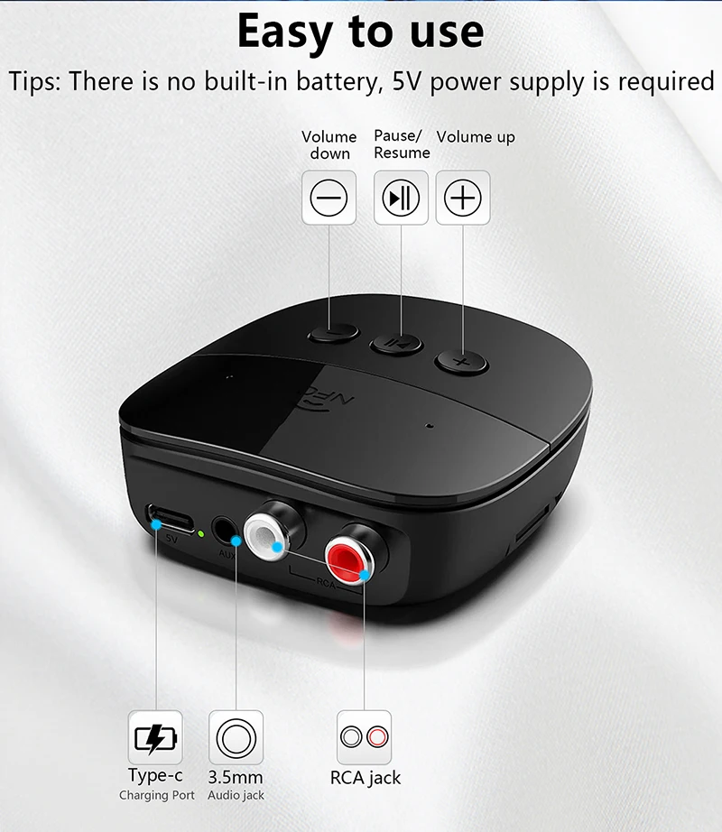 Description Picture 6 of itemBluetooth 5.2 Audio Receiver RCA 3.5mm AUX USB Stereo NFC Wireless Adapter U-Disk/TF Card With Mic For Car Kit Speaker Amplifier