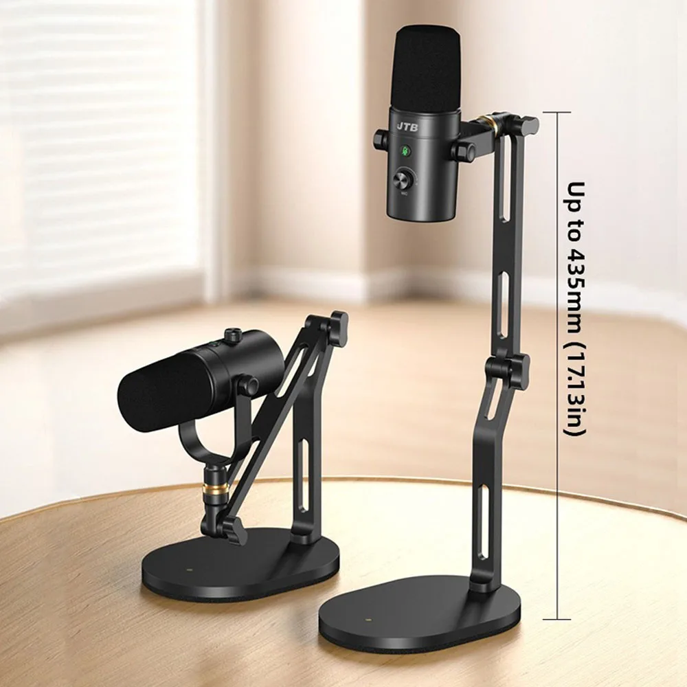 데스크탑 마이크 스탠드, 무게추가 있는 베이스가 있는 마이크 스탠드 데스크 테이블 마이크 클립 3/8인치5/8인치 어댑터(하이퍼 X Fifine K669B Shure용)