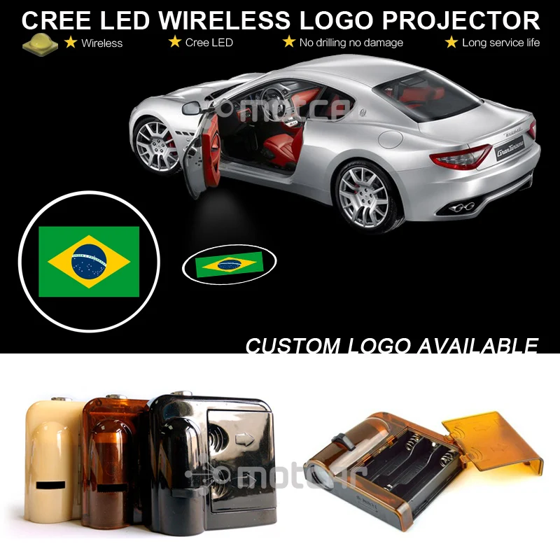 

Car Door Welcome Light Projector Laser Brazil Country Flag GOBO Logo Light Ghost Shadow Puddle Emblem LED Spotlight