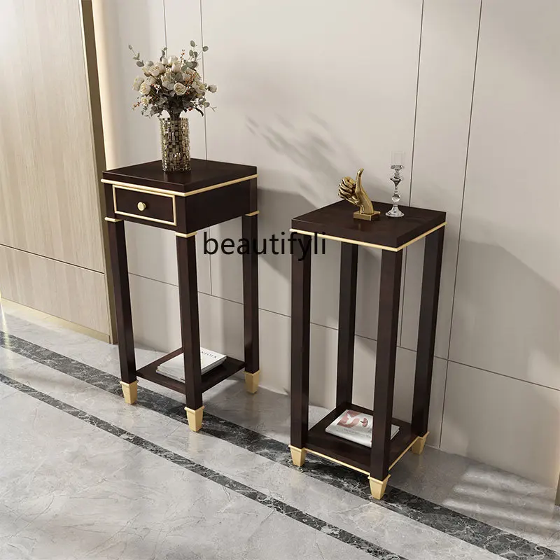 

yj Light Luxury Flower Stand Solid Wood Flower Stand Living Room Decoration Shelf Floor Flower Stand