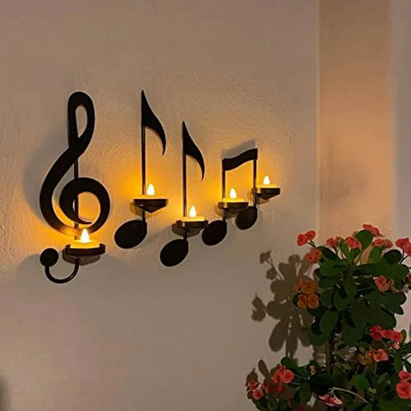 

Music Note Wall Sconce Metal Wall Sconce Candle Holder Wall Mount Tea Light Candle Holders Musical Symbol Candle Holder Durable