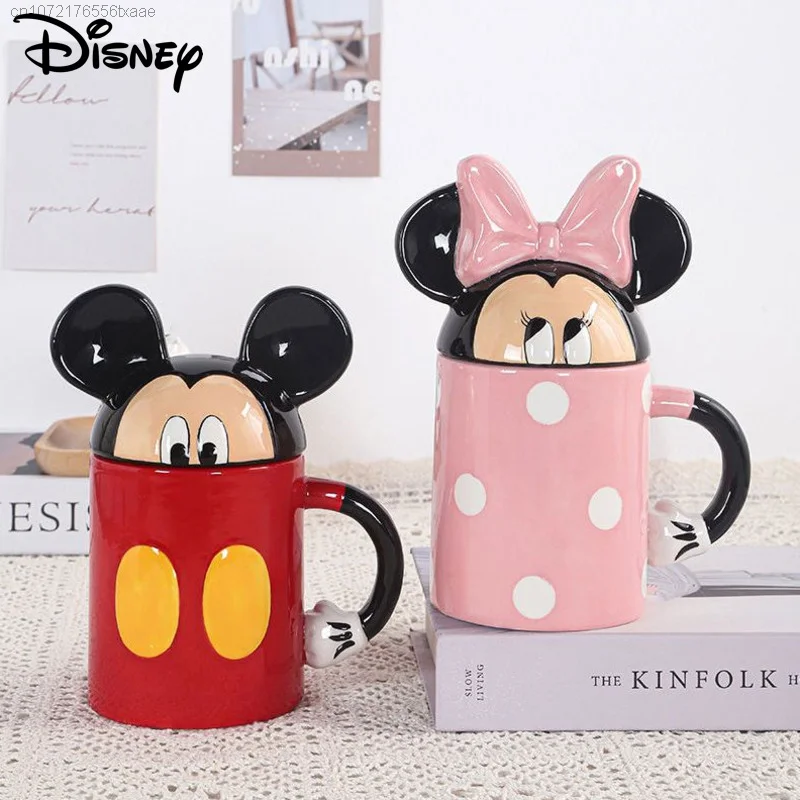

Disney Cute Cartoon Super Minnie Mickey Cup Creative Fashion Mugs Couple Home Decoration Handle Ceramic Aesthetic Water Bottles