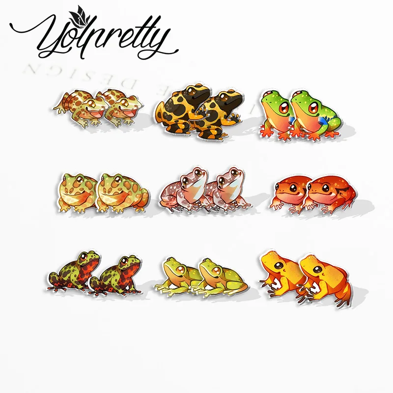 2023 Cartoon Red-Eyed Tree Frog Golden Poison Orecchini A Bottone In Acrilico Resina Epossidica Ear Orecchini Di Gioielli Di Moda Per Le Donne Ragazze