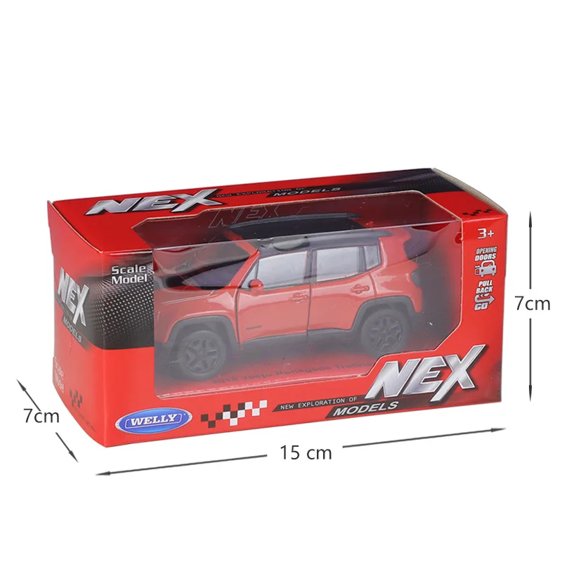 1/36 Jeep Renegade Trailhawk SUV Sport Toy Car Model Welly Diecast Vehicle Miniature Pull Back Collection Gift For Children Boys 6