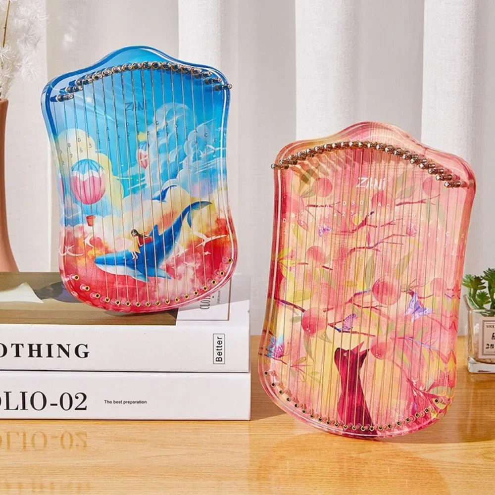 ZANI 17/21/31 Strings Lyre Harp Portable Acrylic Lyre Harp for Children Beginners Accessory Professional Musical Instrument Gift