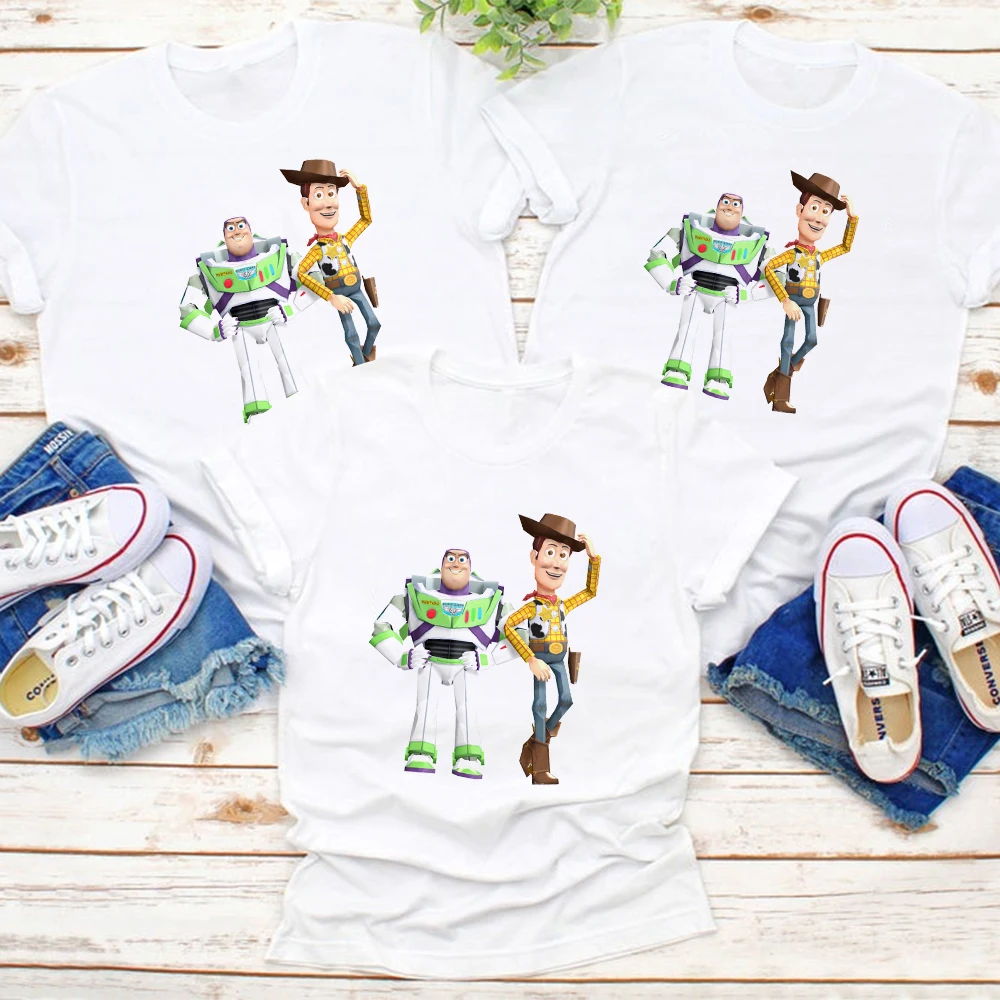 family clothes T Shirts Disney Printing Aesthetic Toy Story Children Family Women Creativity Harajuku Summer Tshirts Disney Brand Trendy Trish aunt and niece matching outfits Family Matching Outfits