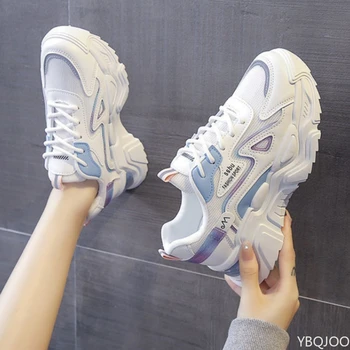 Large Size Autumn Fashion Breathable Lightweight Casual Comfortable Women's Shoes Versatile Flat Bottom Women's Sports Dad Shoes 1