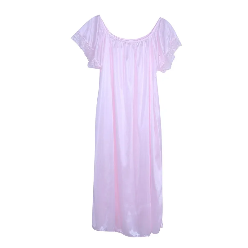 Summer Ice Silk Sleeping SkirtPlus Large Size Long Skirts Light Comfortable Women Sleeping Skirt Short Sleeve Extended Widened