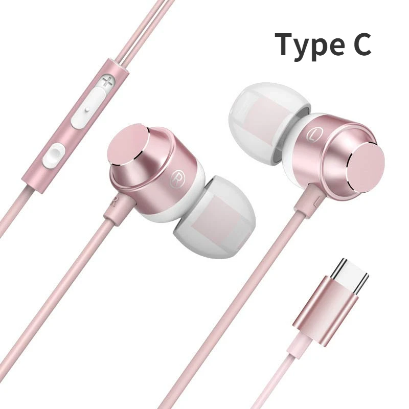 Type-C Metal Earphone for Oneplus 8 7 Pro In-ear Mic Wire Control Bass Magnetic Headset Earbuds for iPhone 12 13 Huawei P40 Pro running headphones Earphones & Headphones