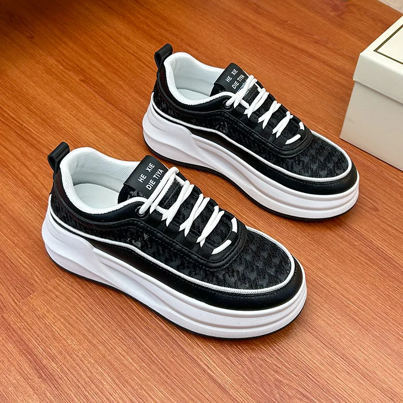 

Кроссовки женские на платформе, Вулканизированная подошва, сетчатые, толстая подошва, повседневная спортивная обувь для коньков, белые, на лето