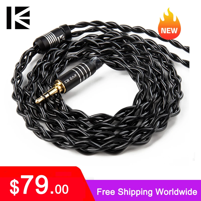 

KBEAR Black Blade 4 Core Furukawa C2200 Brass Alloy Upgrade 2.5/3.5/4.4mm With 0.78 2Pin/MMCX Connector For BLON BL-01 KS1 IEMS