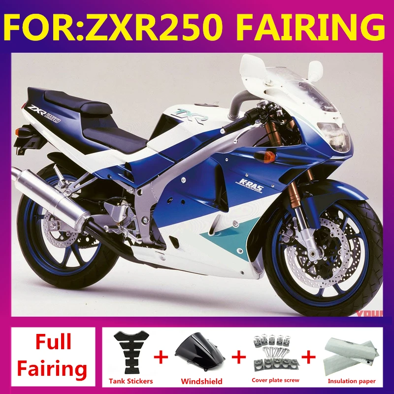 

Motorcycle Fairing Set Body Kit Plastic For Kawasaki ZXR250 1989-1998 94 95 96 97 Accessories Full Bodywork set blue white