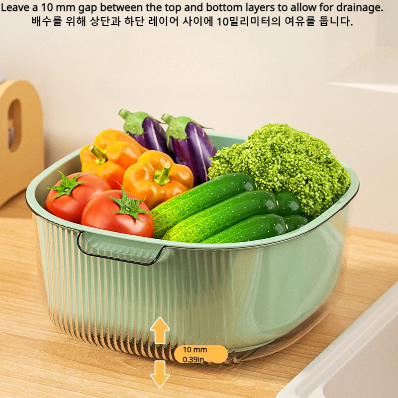 Kitchen Double Drainage Household Dishwashing Basket Multi-function Thickened Plastic Drainer Fruit Basket Water Filter
