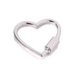 Heart Shaped Metal Spring Gate Ring Keychain Clip Hook Accessories (Silver)