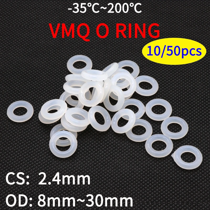 10/50pcs VMQ Silicone Ring Gasket CS 2.4mm OD 8 ~ 30mm Food Grade Waterproof Washer Rubber Insulate o-ring rubber ring rubber o rings rubber washers keycap o rings silicone o rings