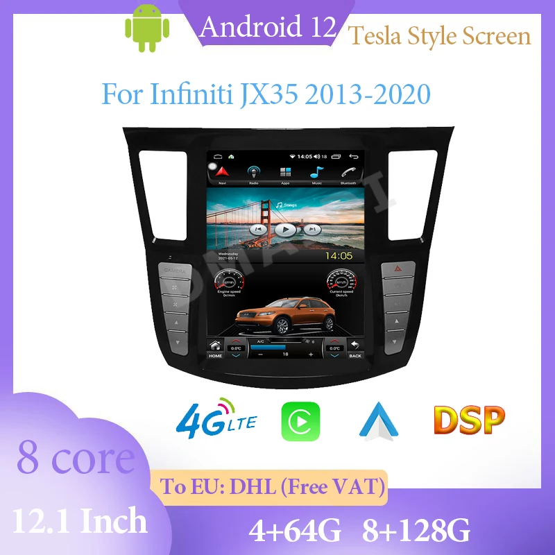 

12.1" 128G Android12 Multimedia Player For Infiniti JX35 2013-2020 Head Unit Wireless Carplay Radio Stereo GPS Navigation WiFi