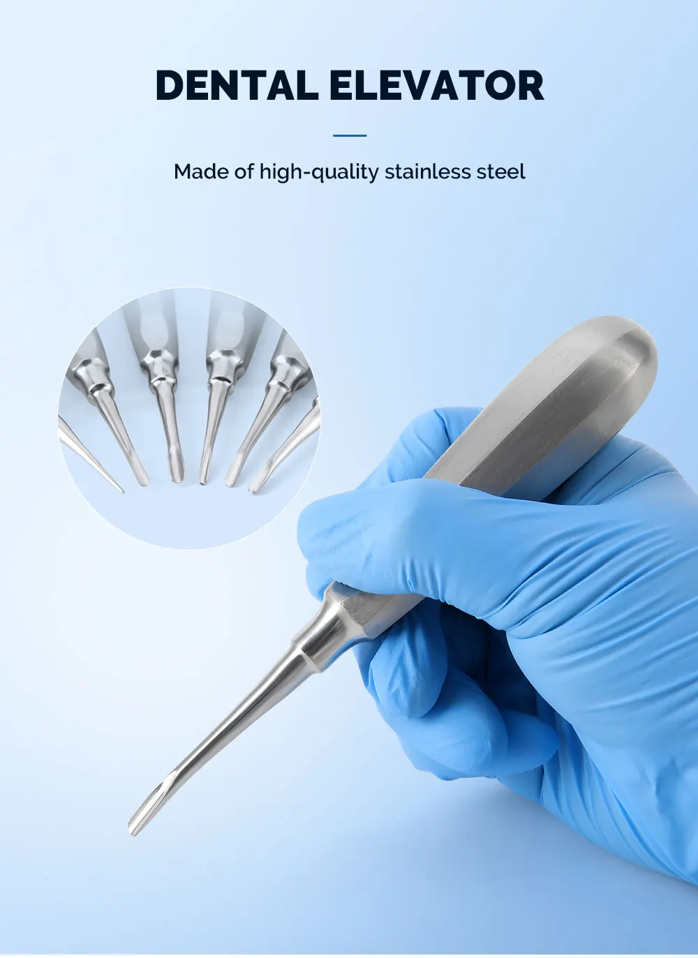 6 stücke Azdent Dental Aufzug Edelstahl Zahn Zahnarzt Werkzeuge Kit Gerade Gebogene Wurzel Aufzug Zahnmedizin Werkzeuge Labor Instrument – Detail 3
