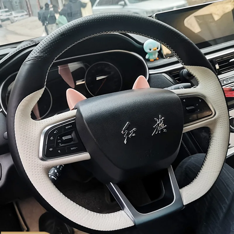 

For Hongqi HS5 HS7 2019-2023 Manual Hand Sewn Needle Thread Car Steering Wheel Cover Interior Car Accessories Genuine Leather