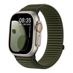 Premium Nylon Loop Strap for Apple Watch - Comfortable and Durable Watchband (Army green)