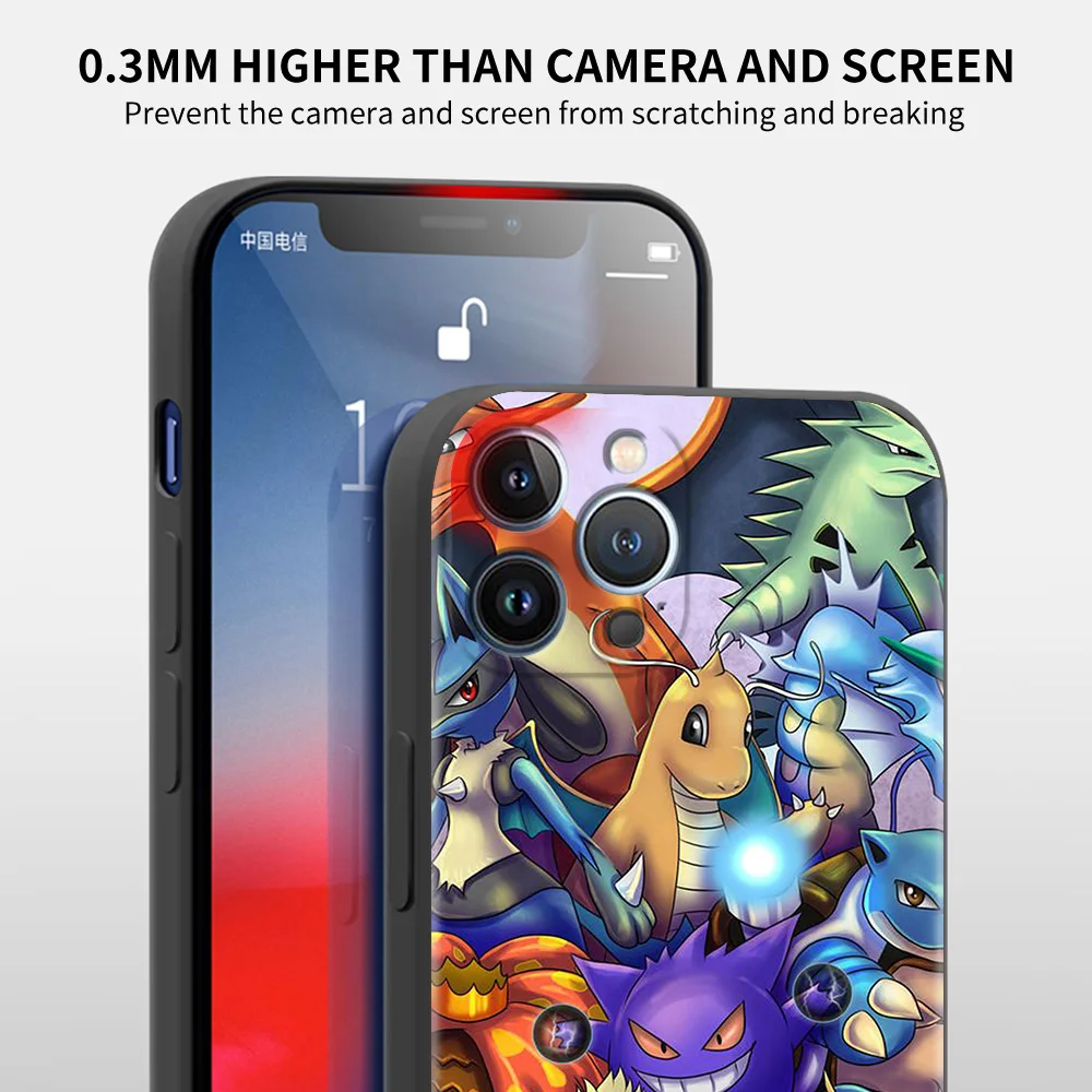 Hot Pokemon Game For Apple iPhone 13 Pro Max 11 12 Mini Soft Phone Case 15 14 Plus Cases 7 8 XR Black Silicone Cover Fundas