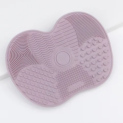 Silicone Apple - Shaped Makeup Brush Cleaning Pad with Suction Cup - Effective Cosmetic Tool Cleaner (Light purple)