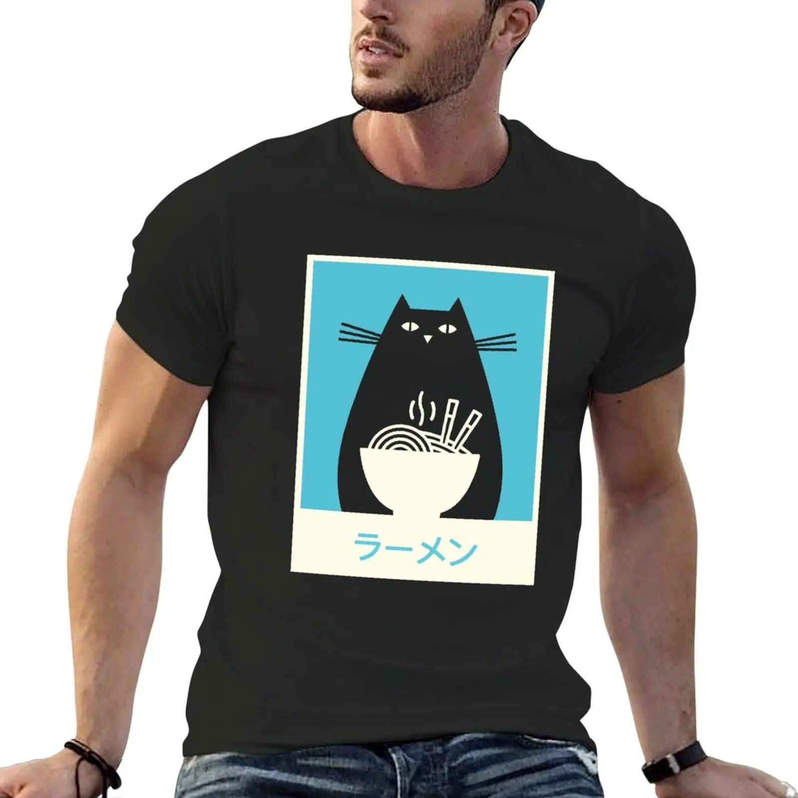 

Ramen In Japanese | Cute Anime Manga Neko Cat T-Shirt cotton graphic tees oversizeds graphics men graphic tees