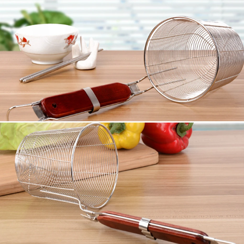 

Stainless Steel Basket Colander Noodle Dumplings Mesh Spoon Fryer French Fries Frying Basket Vegetable Sink Strainer Home