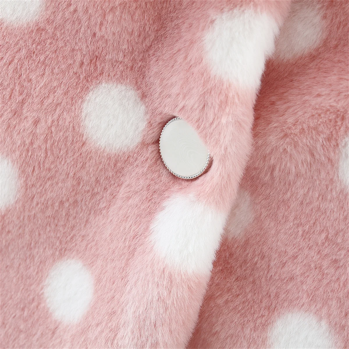 Baby Winter Girl Artificial Fur Filled Cotton Coat Girl Dot Polo Neck Warm And Fashionable Short Clothes