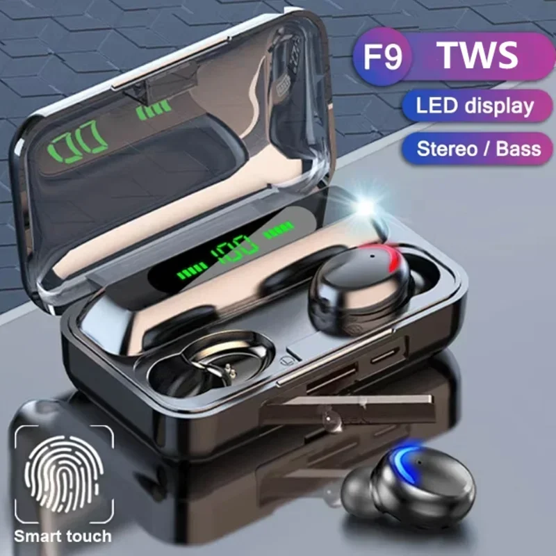 Bluetooth Headphones 9D Stereo High Bass Sport Earphones Handfree Touch Control Tws Wireless Earbuds Waterproof Headset 2