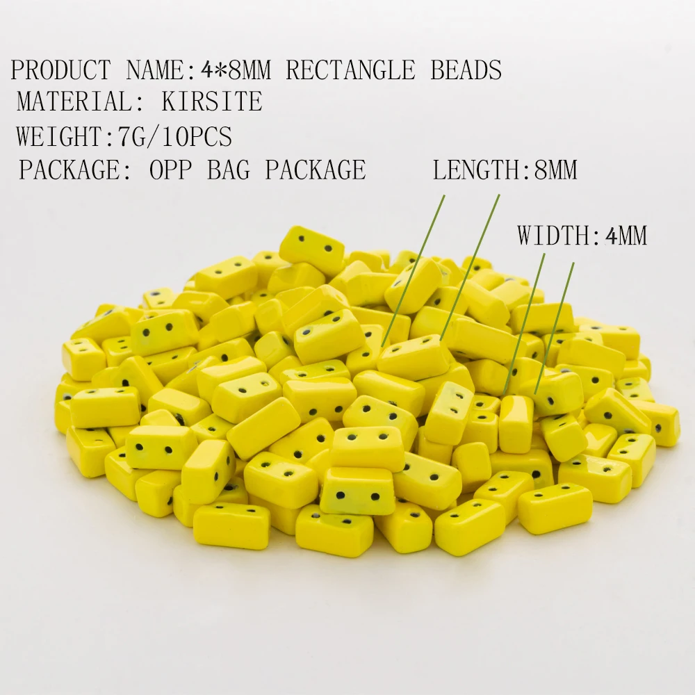 30pcs 4x8MM Enamel Beads for Jewelry Making Colorful Boho Bangle Handmade DIY Beads Rectangle Shape Elastic Bracelets Accessory