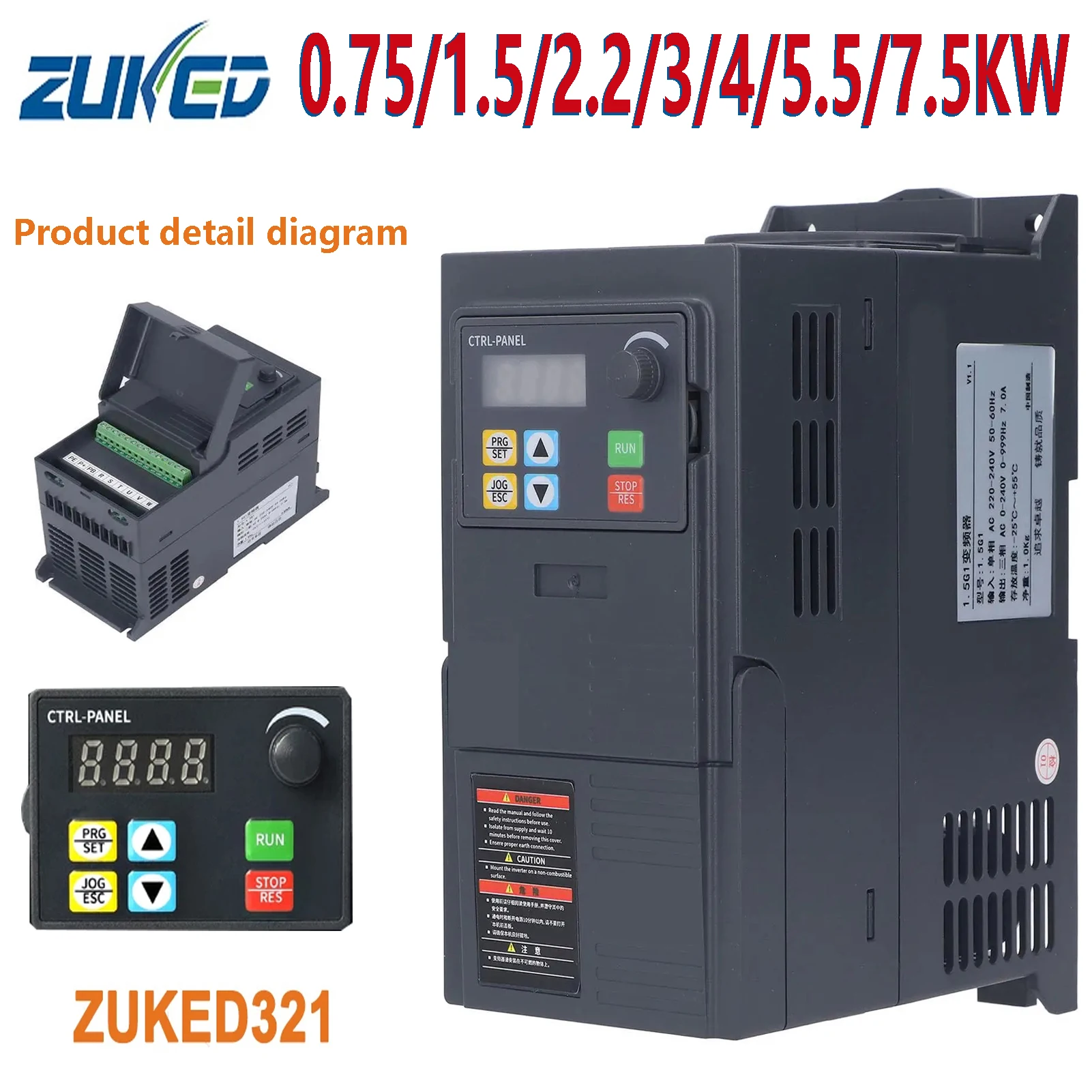 

vfd 2.2kw 3kw 4kw 5.5kw 7.5kw 380v Variable Frequency Drive frequency inverter Three-phase motor speed control soft start RS485