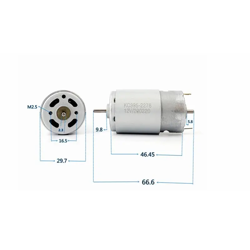 KC395-2278 dual shafts 395 DC motor 12V 5000rpm carbon brush large torque motor