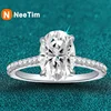 NeeTim 3ct Oval Cut Moissanite Lab Diamond Rings for Women 925 Sterling Silver Proposal Ring Wedding Engagement Band Jewelry 1