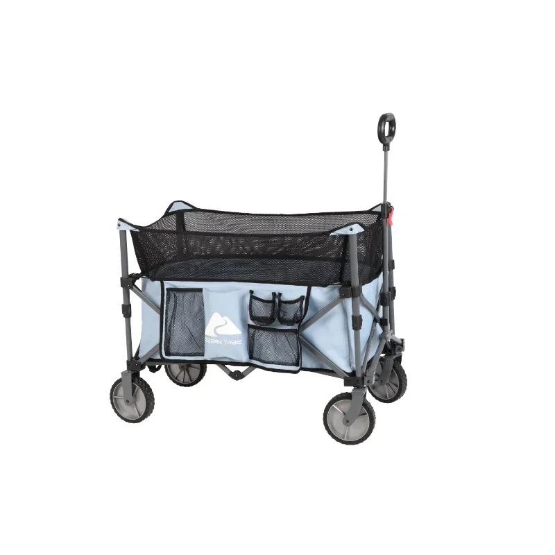 

Ozark Trail Adult Height Adjustable Quad Fold Camping Cart Wagon Blue Hand Cart US