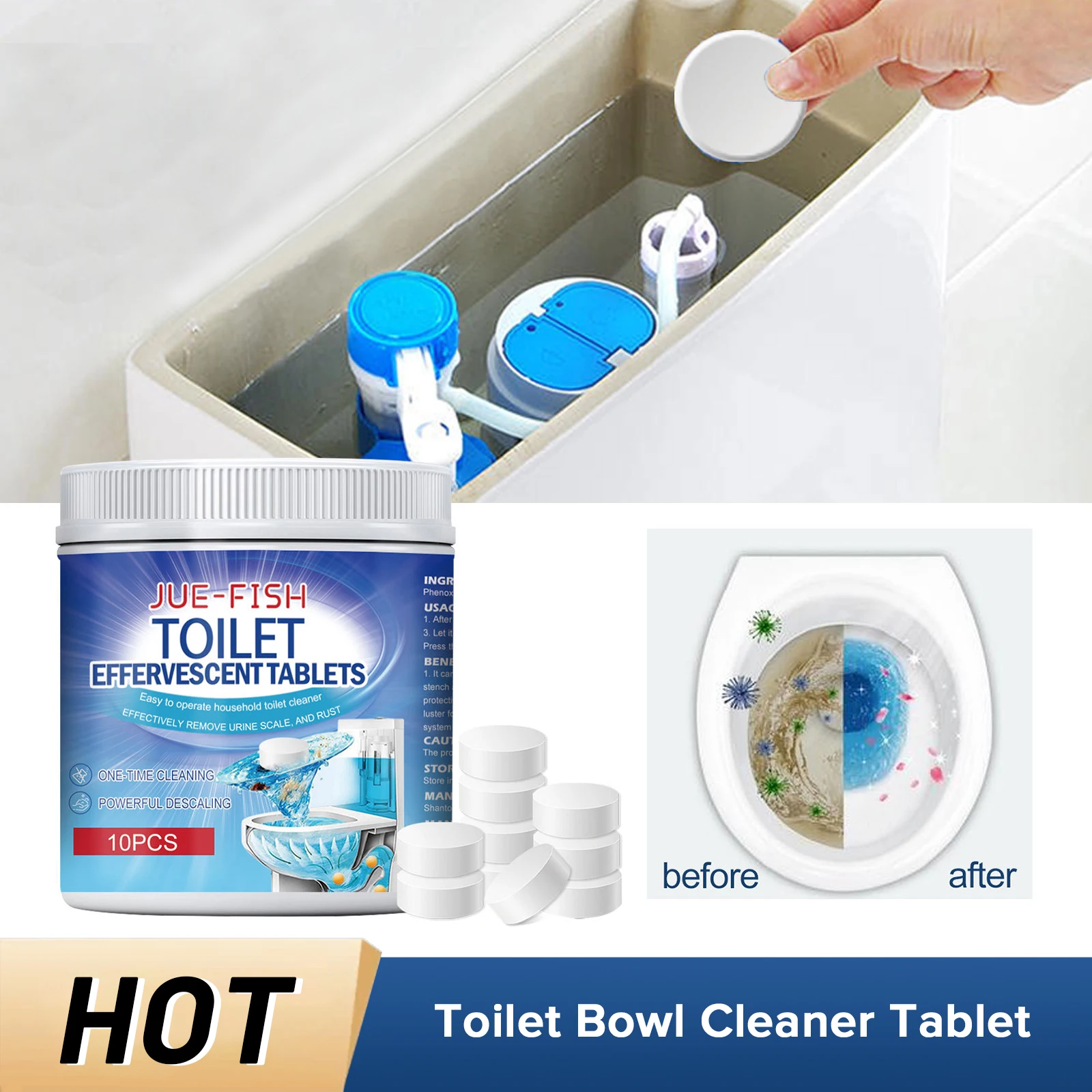 

Toilet Bowl Cleaner Tablet Effervescent Descaling Deodorizing Agent Remover Urine Stain Household Hygiene Bathroom Cleaning Tool