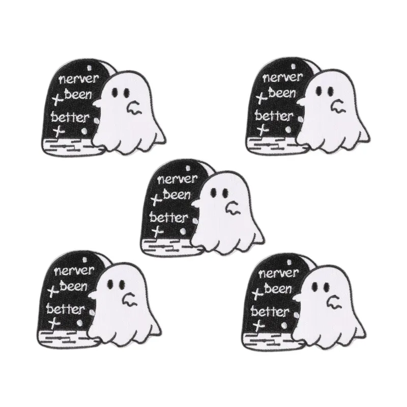 5 Teile/los Punk Schädel Eisen auf Patches Auf Kleidung Musik Patches Bestickt Patches Für Kleidung Abzeichen Aufkleber DIY – Detail 8