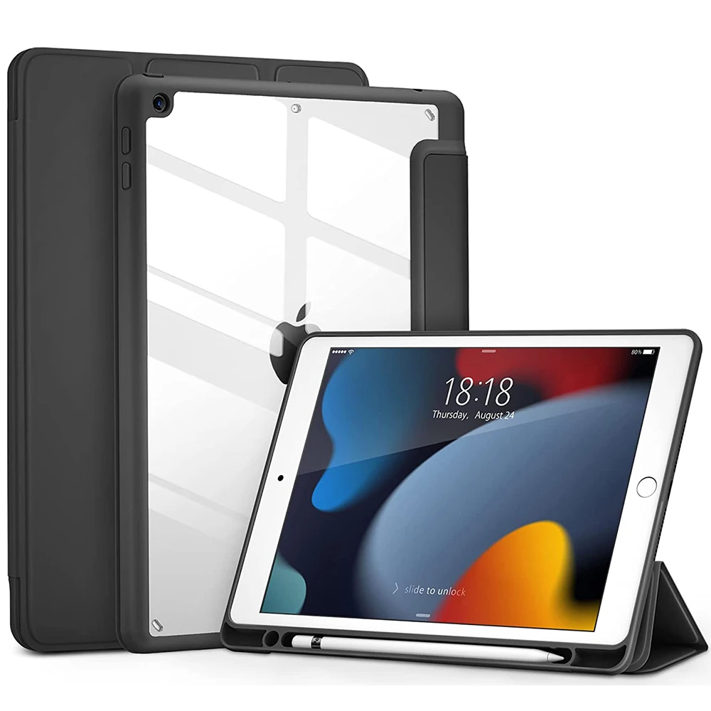 Per Ipad 9Th /8Th /7Th Generation Case 2021/2020/2019 Funda Con Portamatite Custodia Trasparente Per Ipad 10.2 ''Auto Sleep/Wake Cover