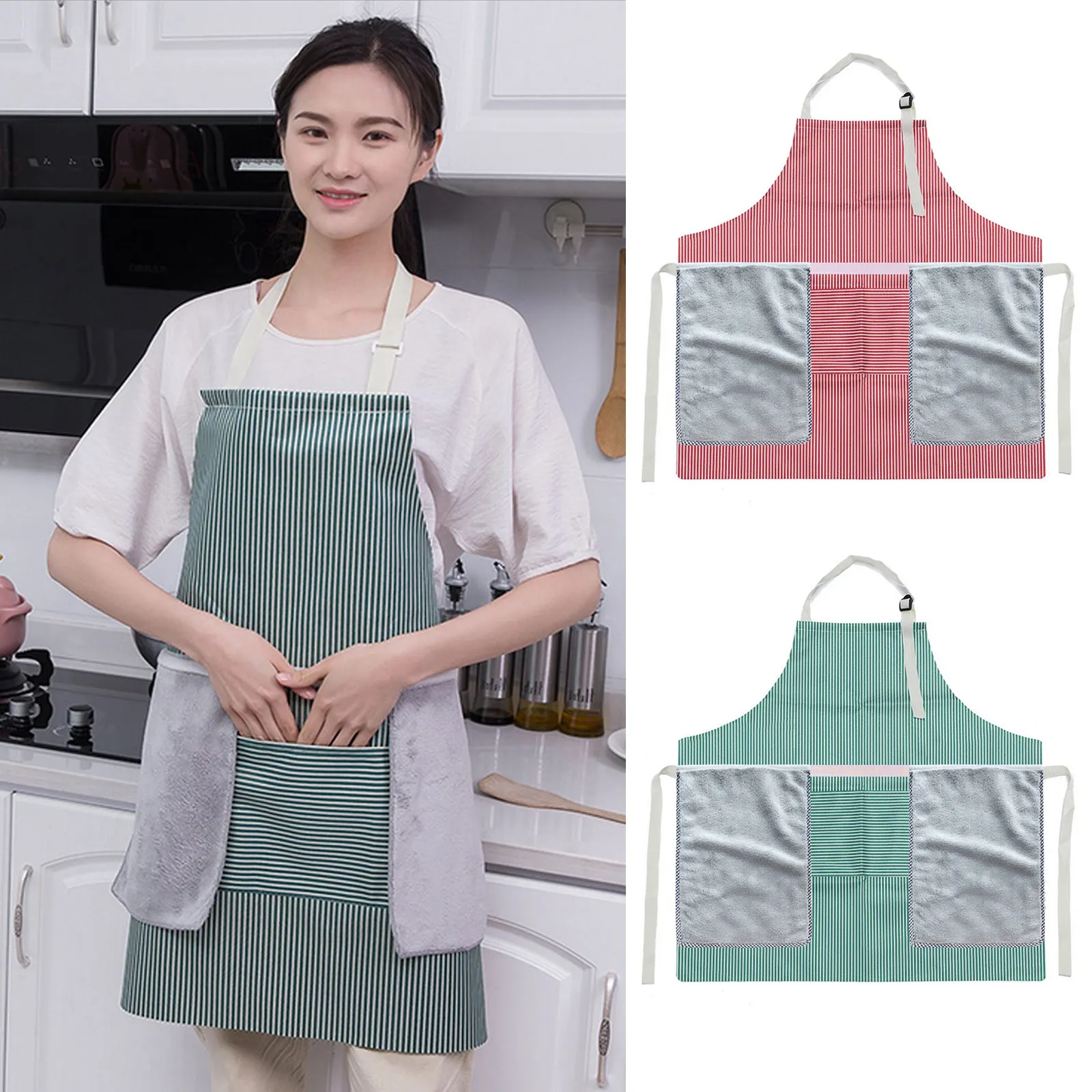 Behogar 2pcs Adults Apron Waterproof Cooking Baking Apron with Pocket