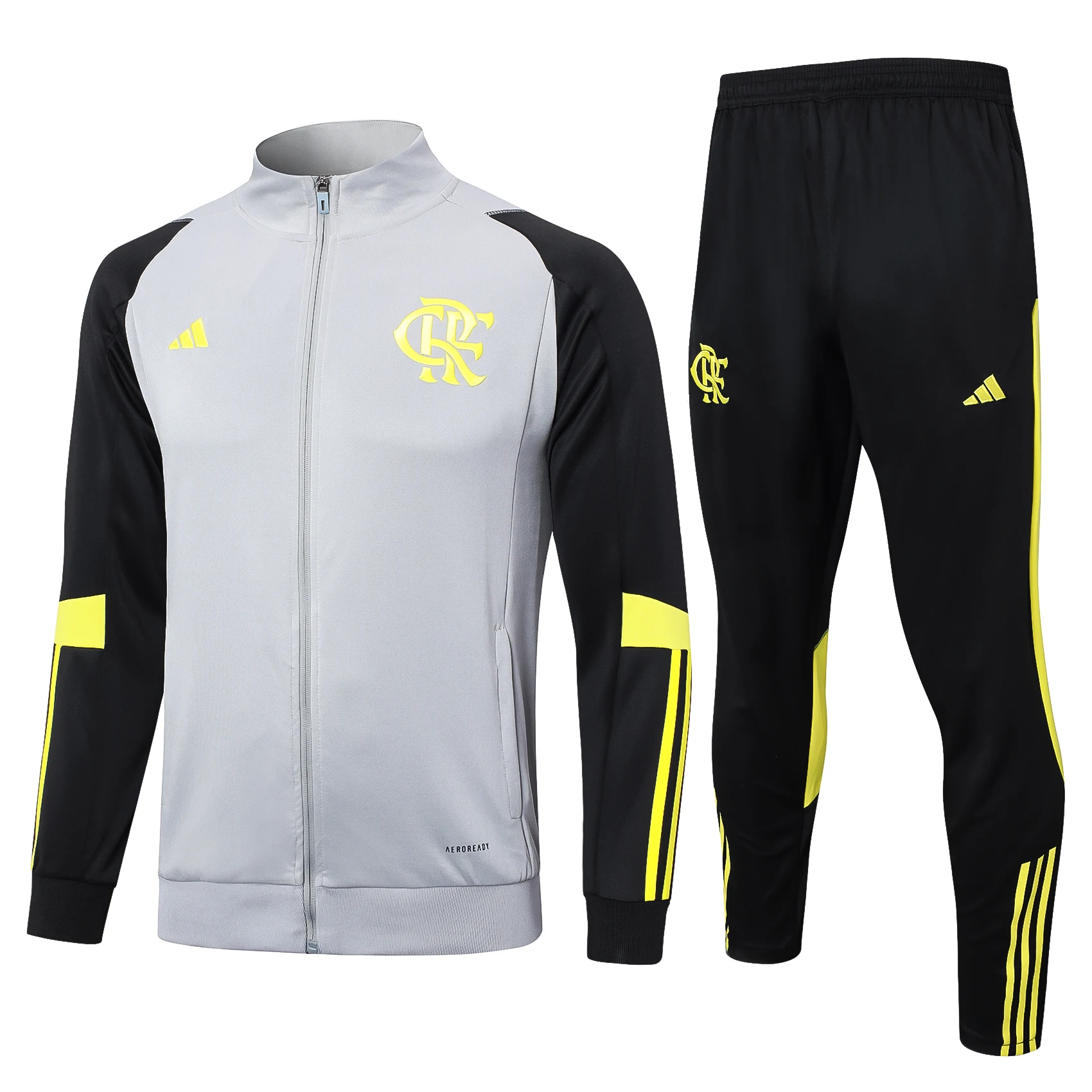 Adidas Soccer Jerseys Men Professional Sweat Absorbing Durable Light Weight Sportswear Football Training Suit Sets Grey Black
