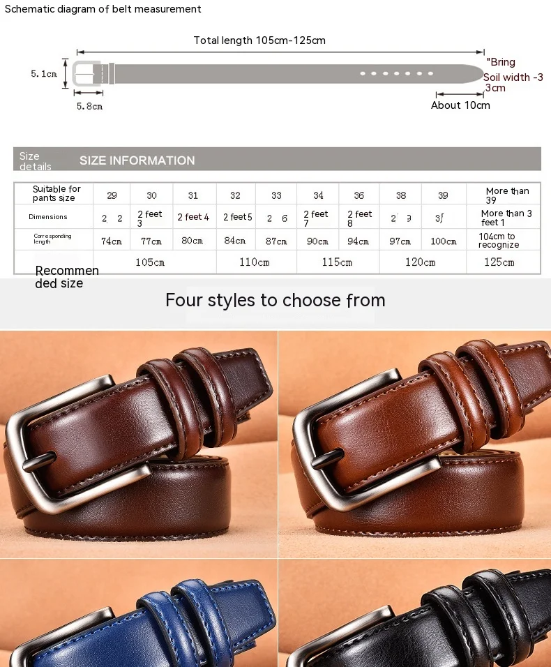 2024 Top Selling Men's Leather Belt in Europe and America Business Men's Leather Belt Fashionable and Casual Versatile Simple Needle Buckle Belt_voghion.com