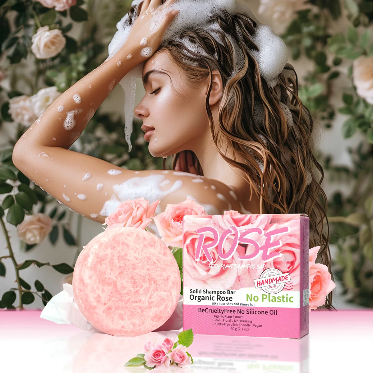 Pink rose shampoo soap, essential oil, handmade soap, nourishing, oil controlling, stain removing, floral fragrance overflowing 6 Pink rose shampoo soap, essential oil, handmade soap, nourishing, oil controlling, stain removing, floral fragrance overflowing 6