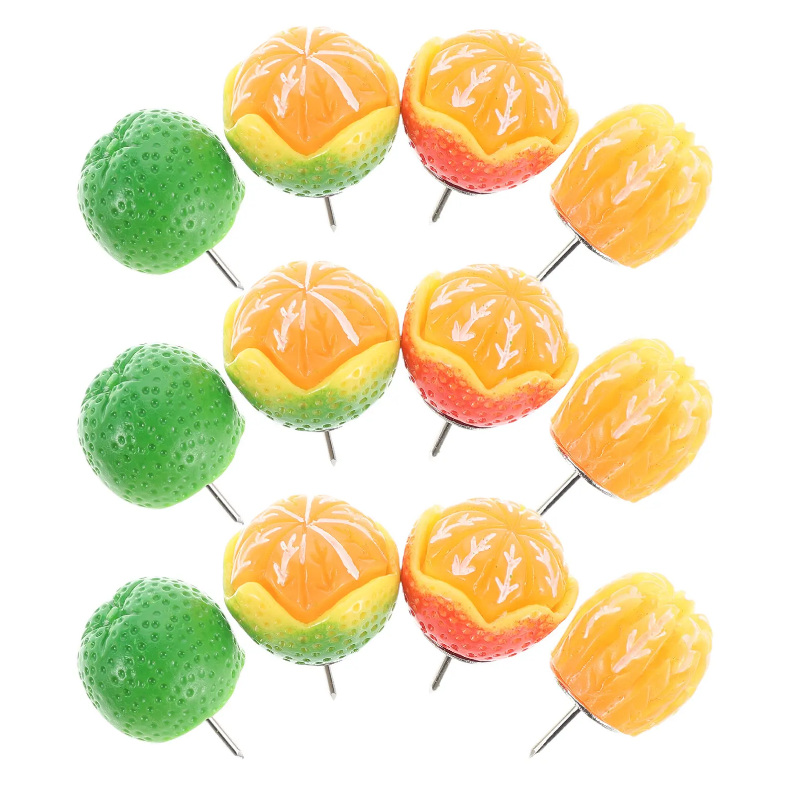 15Pcs 오렌지 과일 푸시 핀 레진 장 압정 게시판 코르크 보드 화이트보드 메모 메시지 사진 벽걸이용
