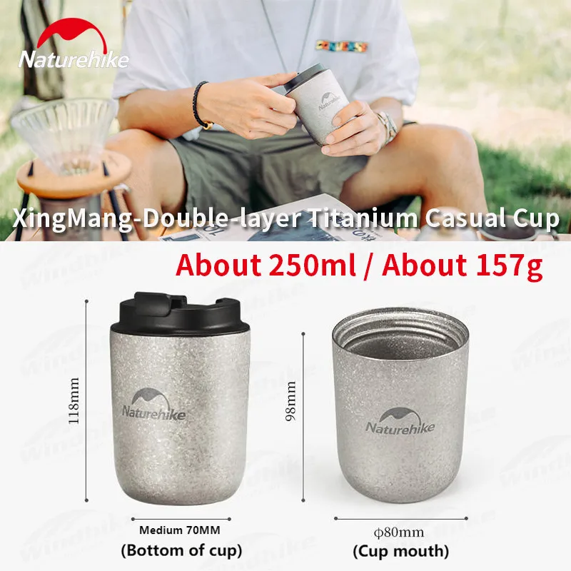 Naturehike 250ml Outdoor Portable Titanium Cup Camping Picnic Coffee