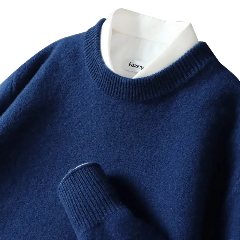 Men Cashmere Sweater O-collar Autumn Winter Soft Warm Jersey Jumper Pull Homme Hiver Pullover Knitted Wool Sweaters Plus Size images - 6