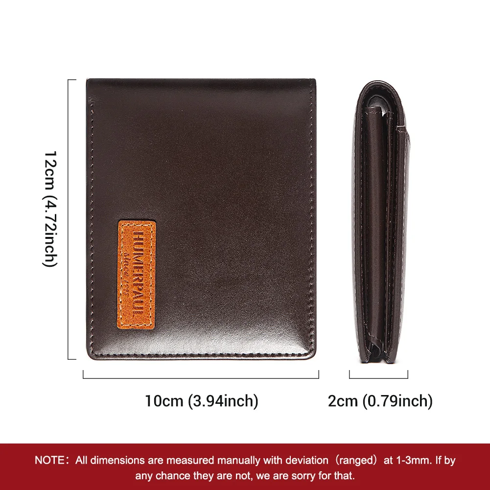 Leather Wallet HUMERPAUL Airtag Wallet For Men Real Leather RFID Trifold Card Holder Case with ID Window Slim Anti-lost